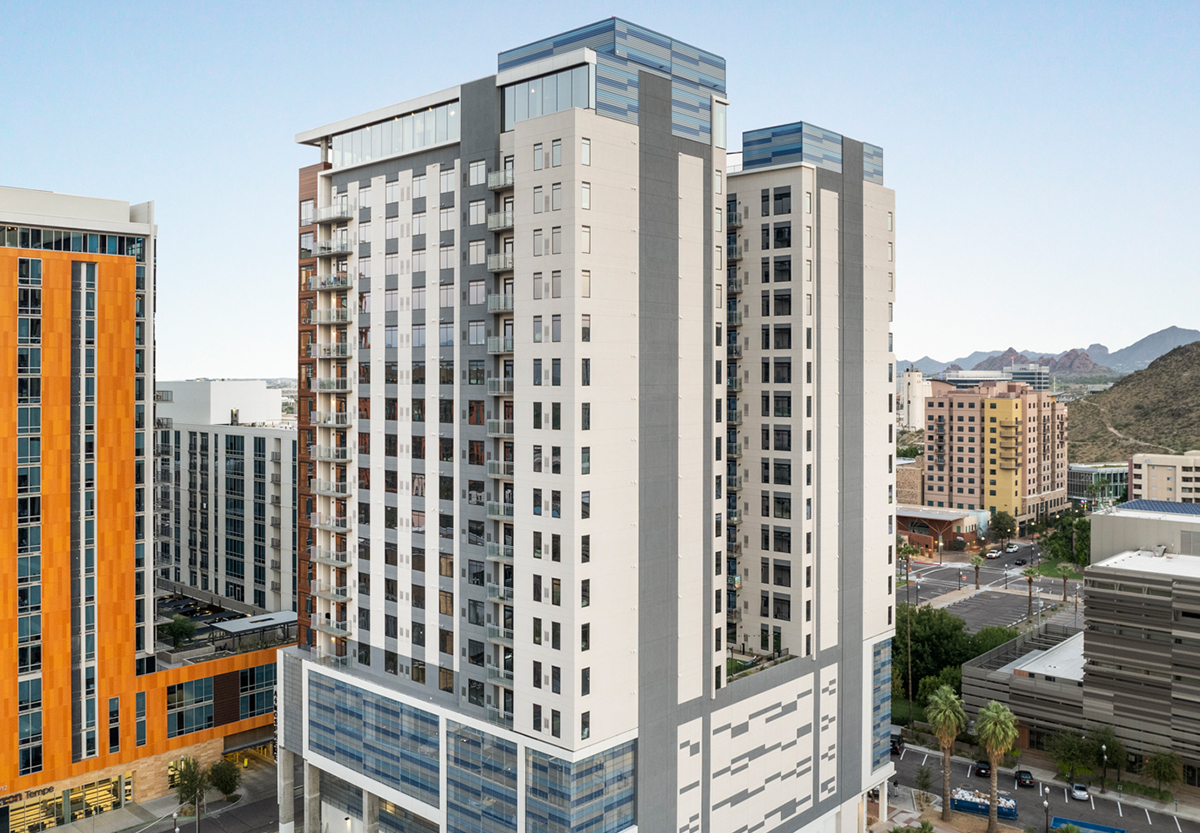 aerial view of apartments